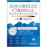 Альбом для акварели, 10л., А4, на склейке Clairefontaine "Cardinal", 300г/м2, торшон, холод. пресс., 30% хлопок