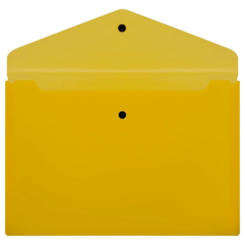 Папка-конверт на кнопке СТАММ А4, 150мкм, пластик, прозрачная, желтая 