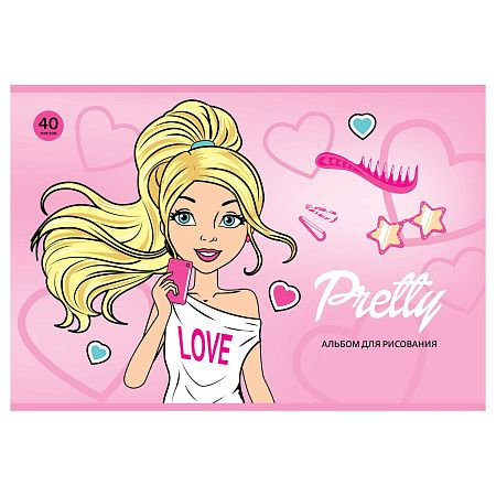 Альбом для рисования 40л., А4, на скрепке BG "Pretty Girls"