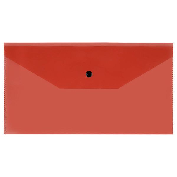 Папка-конверт на кнопке СТАММ С6, 150мкм, пластик, прозрачная, красная