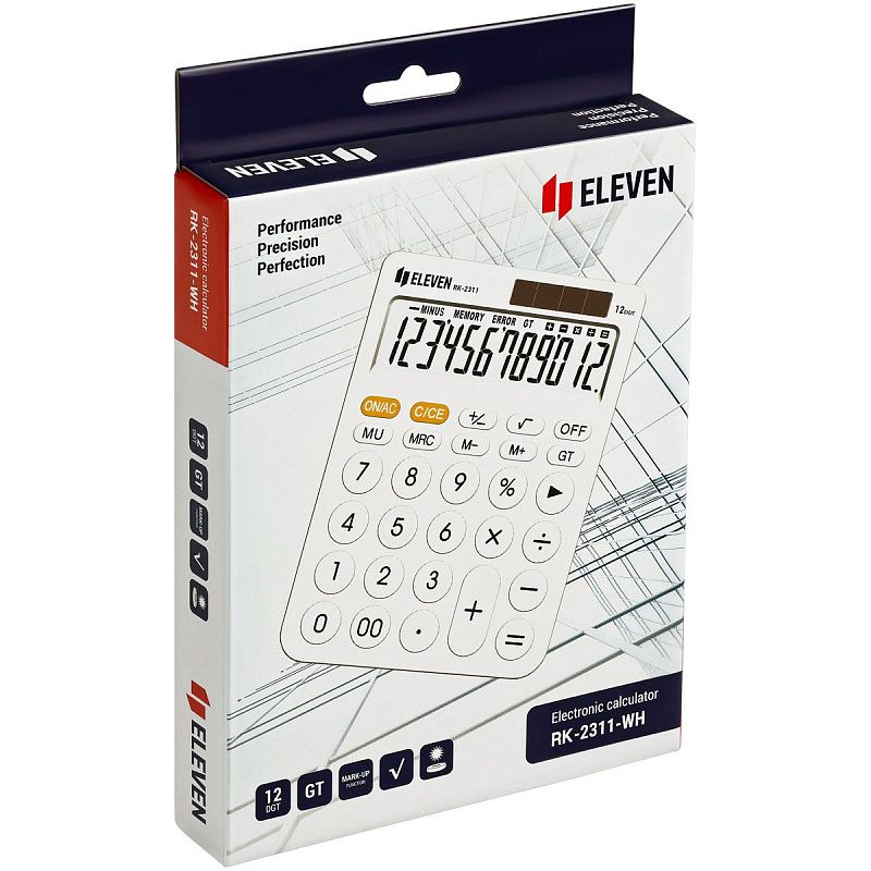 Калькулятор настольный Eleven RK-2311-WH, 12 разрядов, двойное питание, 143*192*26мм, белый