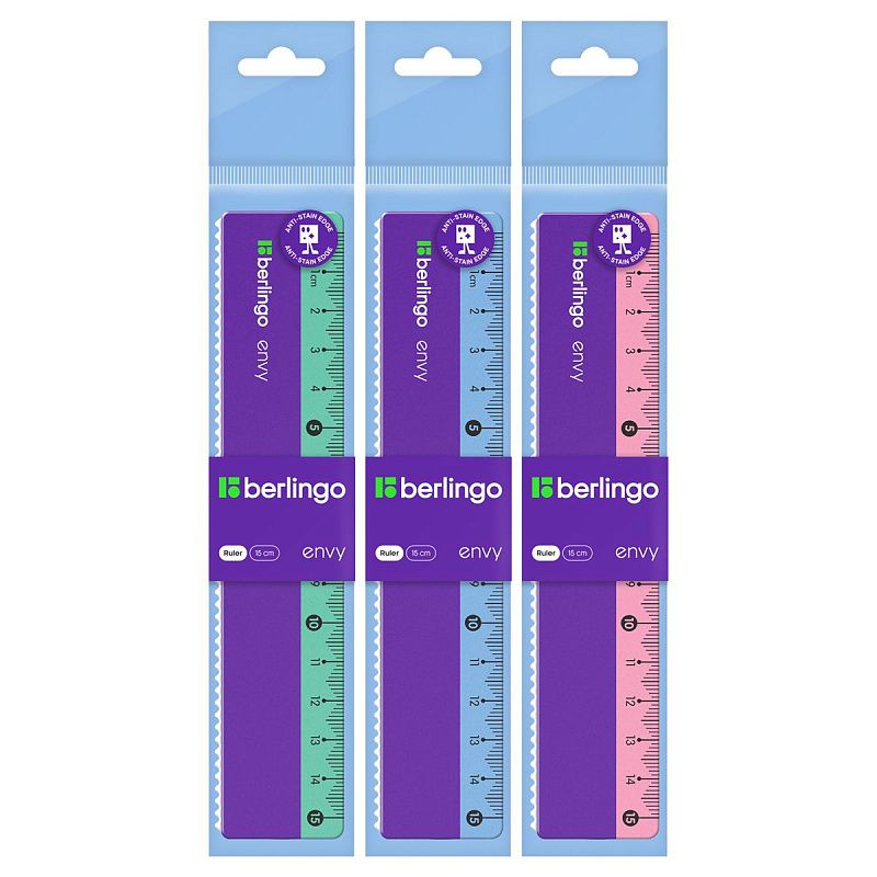 Линейка 15см Berlingo "Envy", пластиковая, ассорти, европодвес 