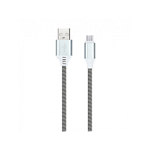 Кабель Smartbuy iK-12NS, USB2.0 (A) - microUSB (B), в оплетке, 2A output, 1м, белый, черный