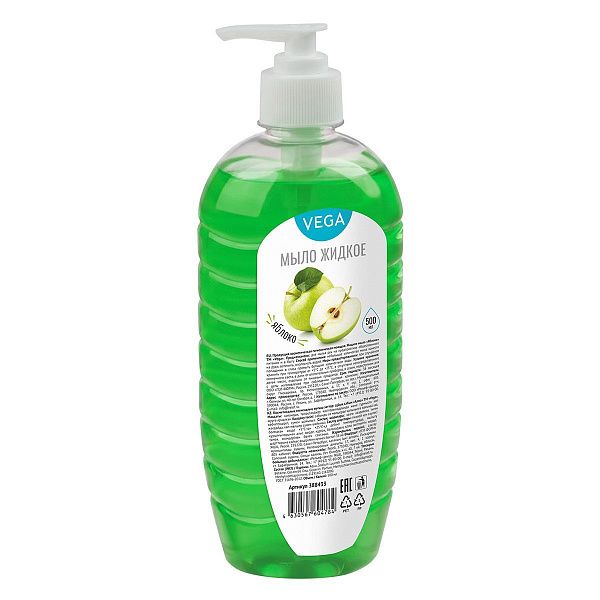 Мыло жидкое Vega "Яблоко", дозатор, 500мл 