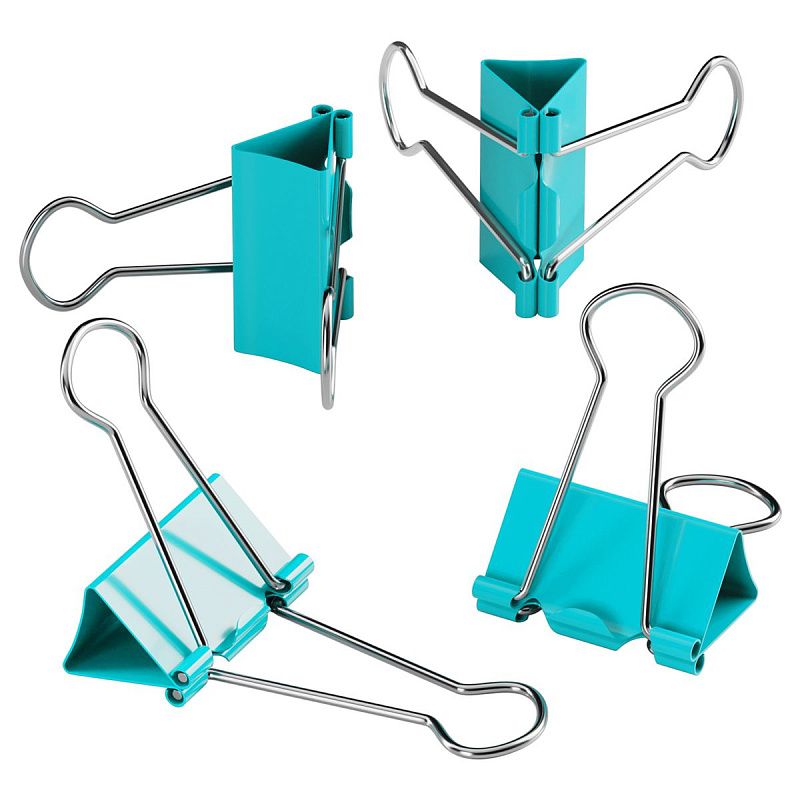 Зажимы для бумаг 19мм, Berlingo, 10шт., цветные, ПВХ упак., европодвес, голубые