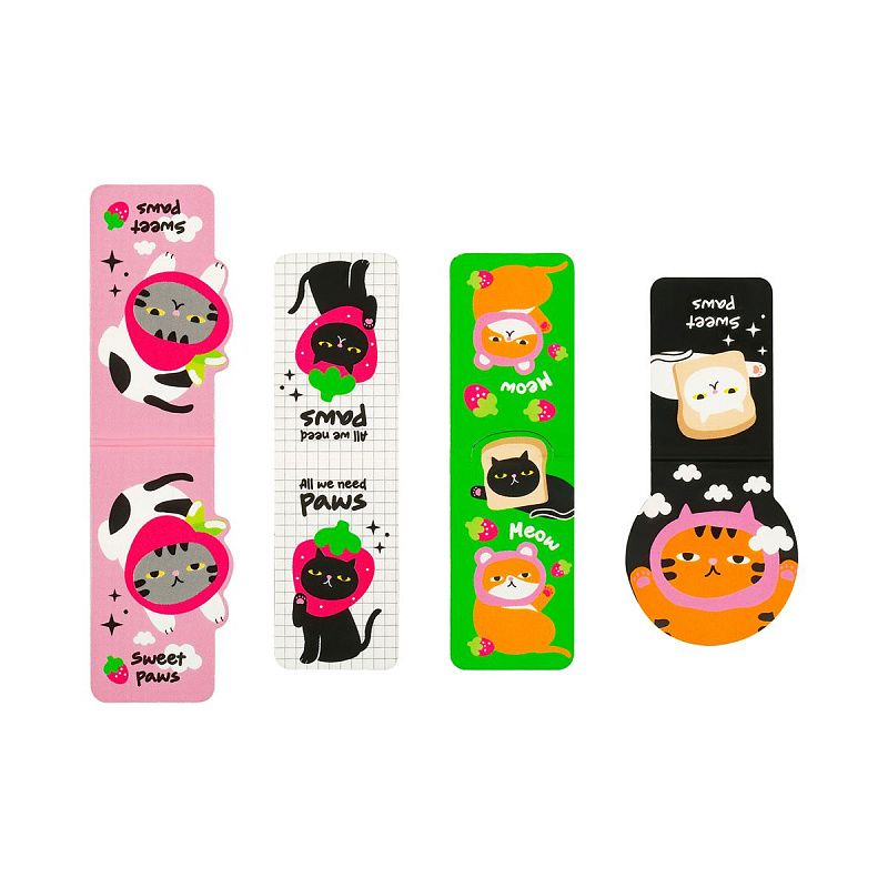 Закладки магнитные для книг, 4шт., MESHU "Sweet paws", матовая ламинация 