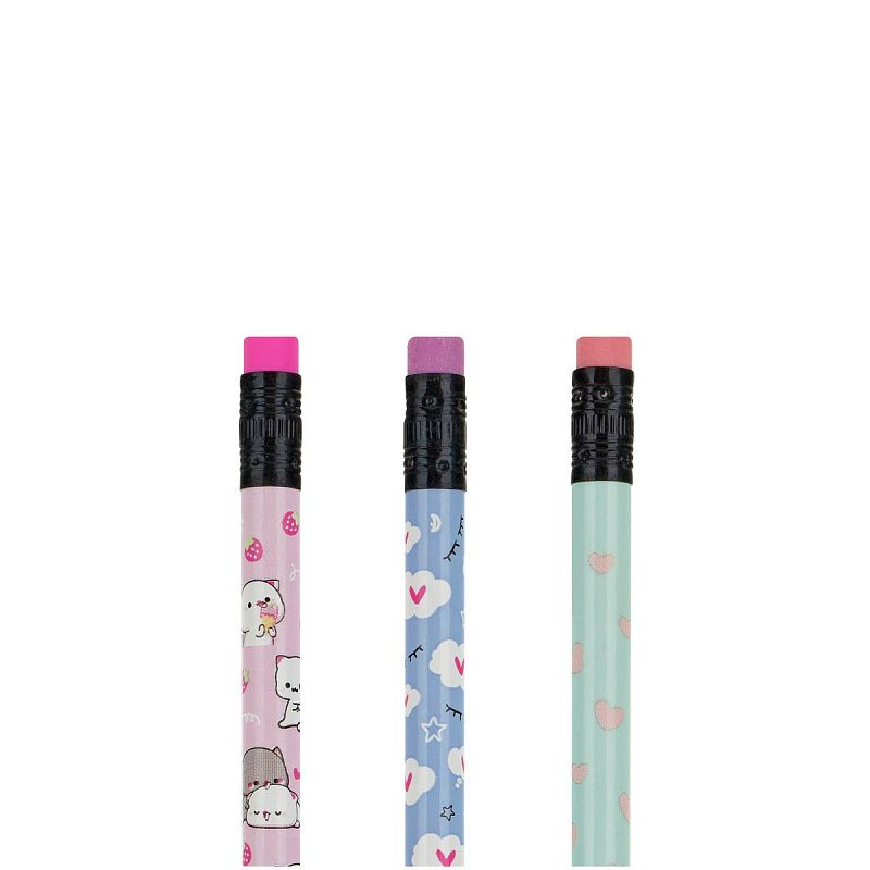 Карандаш ч/г MESHU "Kittens", HB, заточен., с печатью, с ластиком, ассорти, туба 