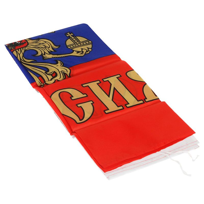 Флаг РФ с гербом 90*135см, пакет с европодвесом