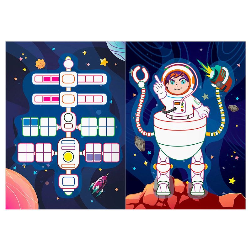 Раскраска А5 ТРИ СОВЫ "Хочу в космос", 8стр., цветной фон