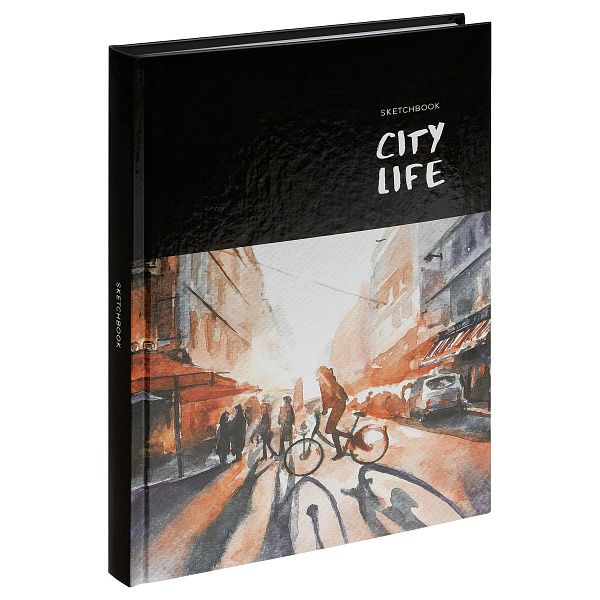 Скетчбук 100л. А5 7БЦ BG "City life", глянцевая ламинация, 100г/м2