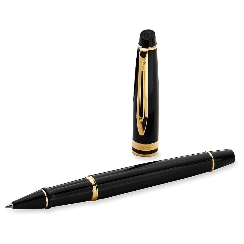 Ручка-роллер Waterman "Expert Black Lacquer GT" черная, 0,8мм, подарочная упаковка 