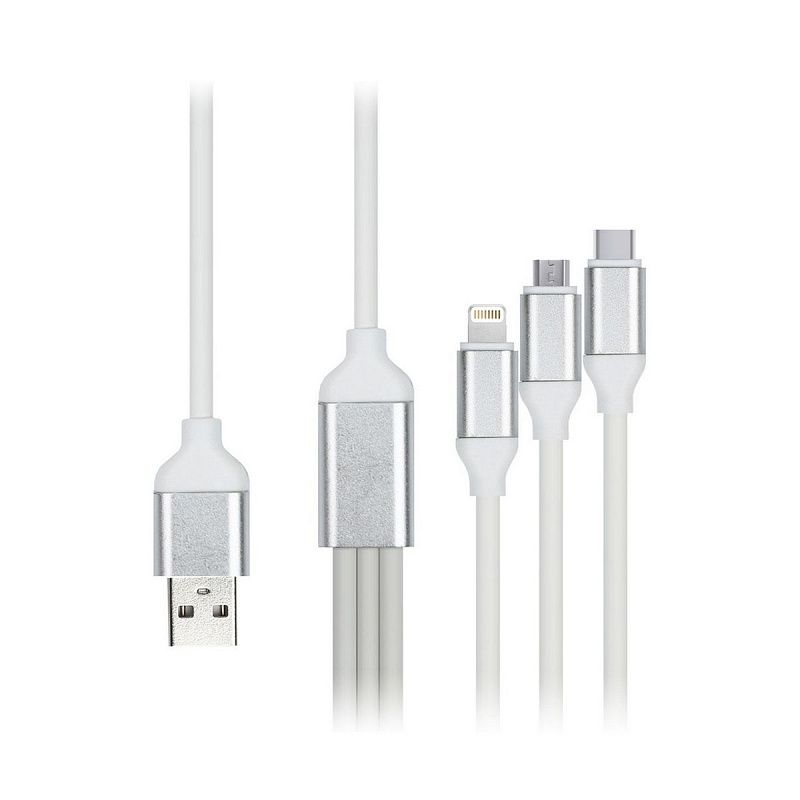 Кабель Smartbuy 3в1 универсальный, Micro-USB/Lightning/Type C, 1,2м, белый