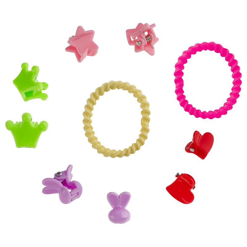 Набор аксессуаров для волос MESHU, резинки 10шт., заколки 2шт., ассорти, европодвес