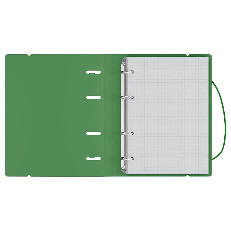 Тетрадь на кольцах А5, 120л., BG "Base", пластиковая обложка, зеленый, с резинкой