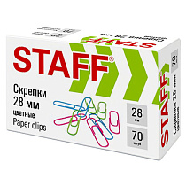 Скрепки STAFF 28 мм, цветные, 70 штук, 271708