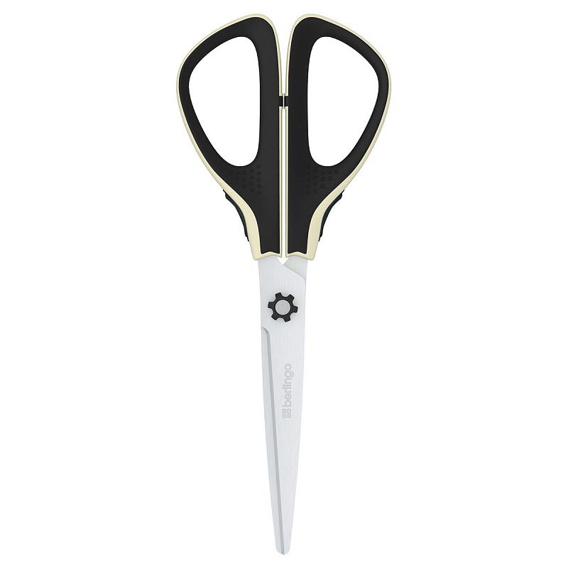 Ножницы Berlingo "Easycut 300", 19см, белые, мягкие вставки, европодвес