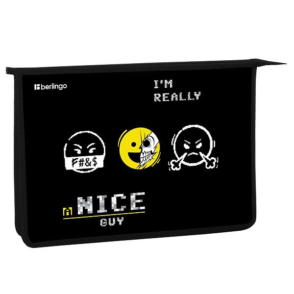 Папка для тетрадей 1 отделение, А4 Berlingo "I'm really a nice guy", 340*245*40 мм, пластик, на молнии
