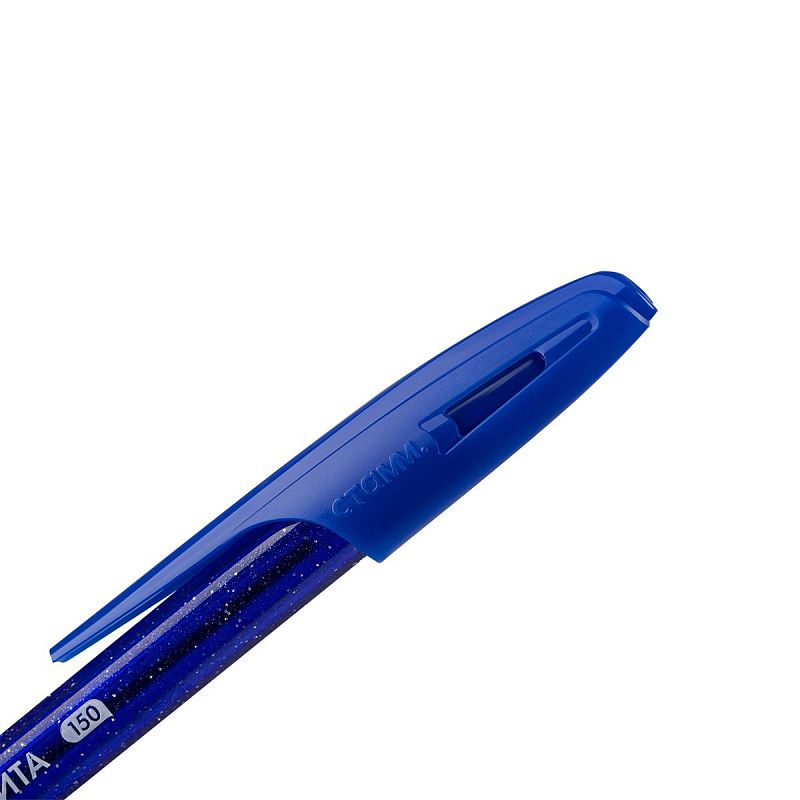 Ручка шариковая СТАММ "Орбита 150" синяя, 0,7мм, тонированный корпус с блёстками 