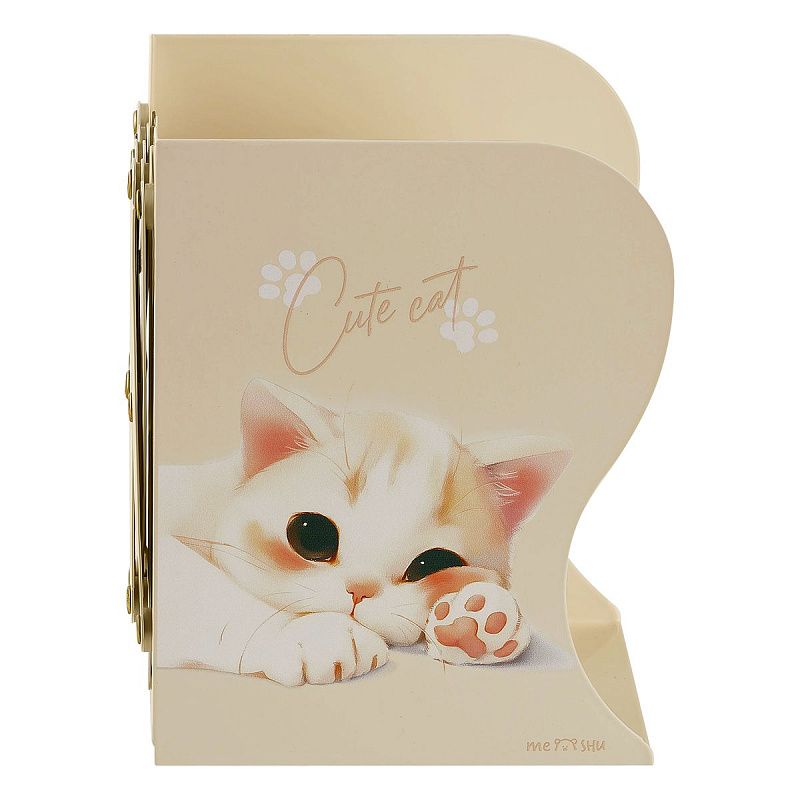 Подставка для книг MESHU "Cute Cat", металлическая, 3 отделения, раздвижная 