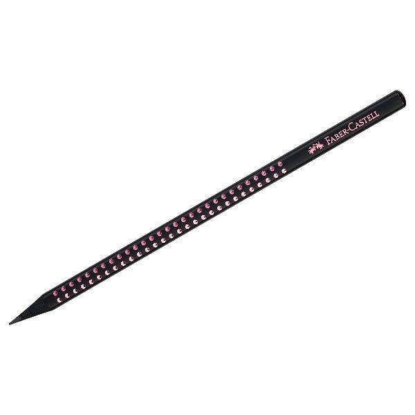 Карандаш ч/г Faber-Castell "Sparkle Black" B, трехгранный, заточен., черный/розовый