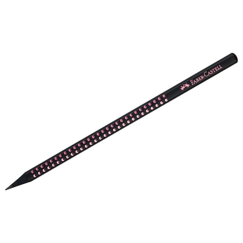 Карандаш ч/г Faber-Castell "Sparkle Black" B, трехгранный, заточен., черный/розовый