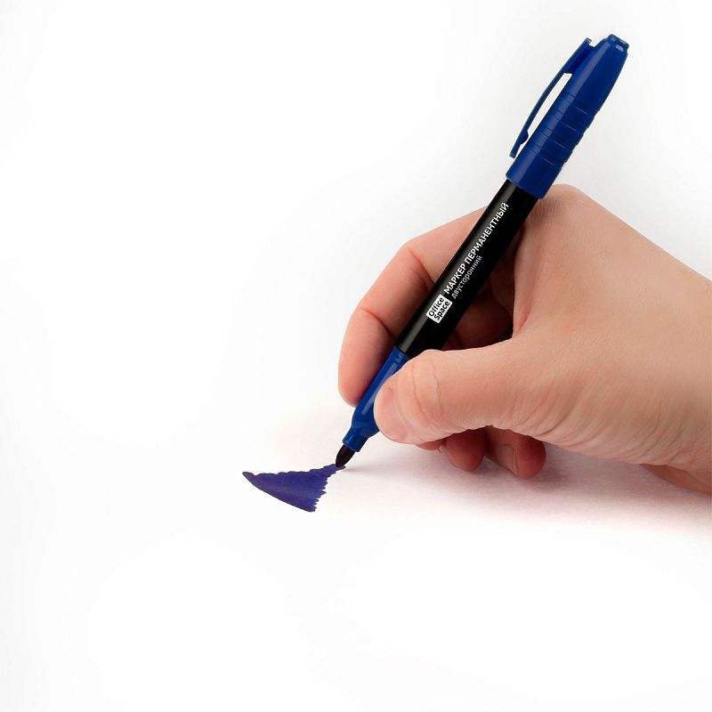 Маркер перманентный OfficeSpace двусторонний, синий, круглый наконечник, 2/4мм 