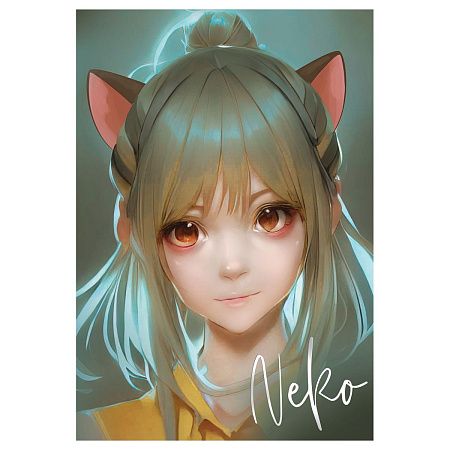 Блокнот А6 40л. на отрывной склейке MESHU "Neko", матовая ламинация, тиснение фольгой