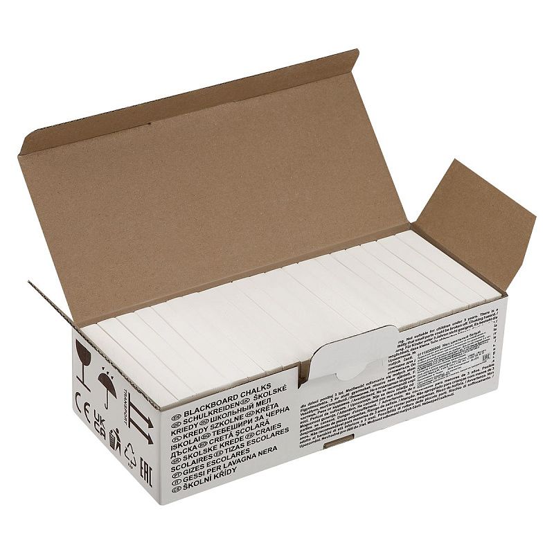 Мелки белые Koh-I-Noor, 100шт., квадратные, картонная коробка 