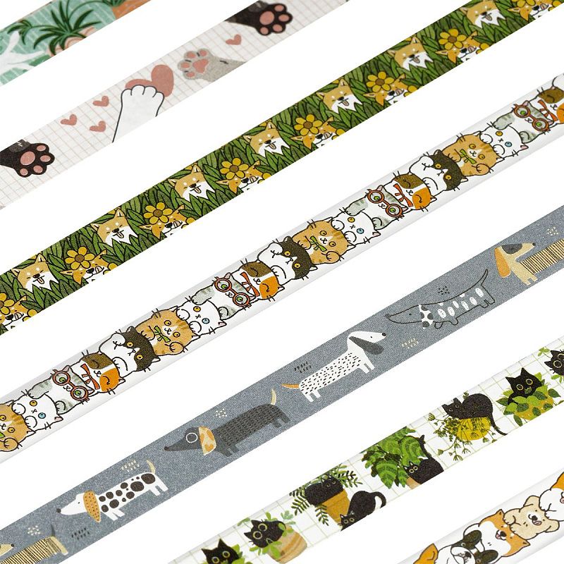 Набор клейких декоративных лент MESHU "Аnimals", 10шт, бумажный бокс