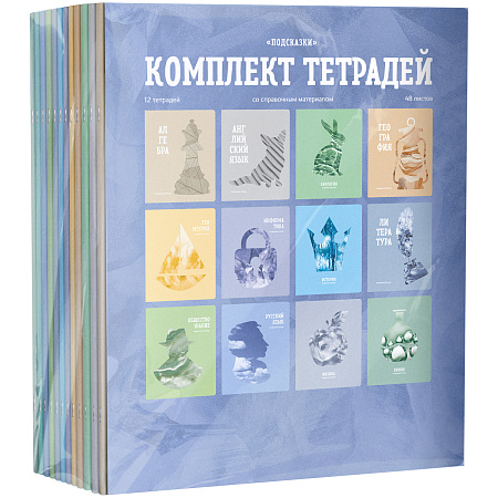 Комплект (12 шт.) предметных тетрадей 48л. BG "Подсказки", матовая ламинация, микро sandy-touch лак