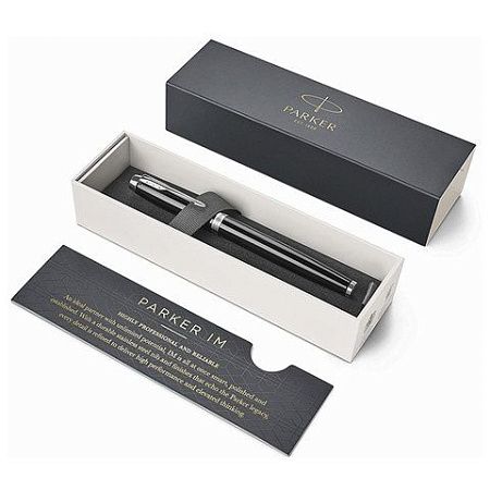 Ручка перьевая PARKER "IM Core Black Lacquer CT", корпус черный глянцевый лак, хромированные детали, синяя, 1931644 