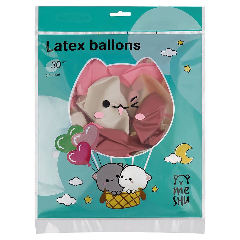 Воздушные шары, 40шт., М12/30см, MESHU, "Rose", 4 цвета ассорти