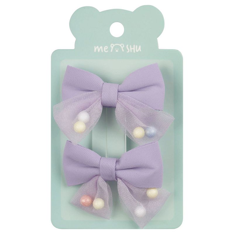 Заколки для волос MESHU, прищепка-бант с наполнителем, ассорти, 2шт., европодвес