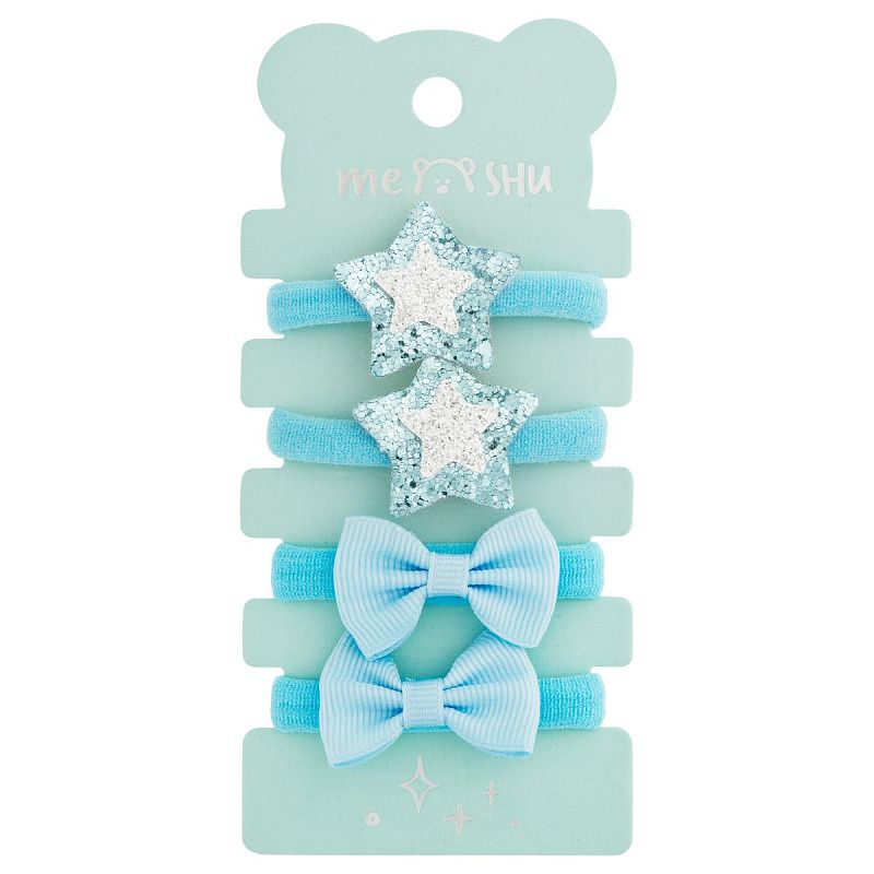 Резинки для волос MESHU, c текстильными топперами, ассорти, 4шт., европодвес