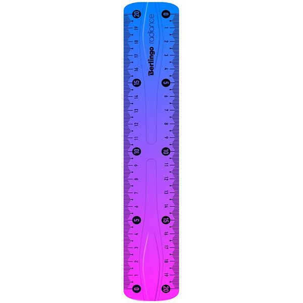 Линейка 20см Berlingo "Radiance", пластиковая, гибкая, розовый/голубой градиент, европодвес