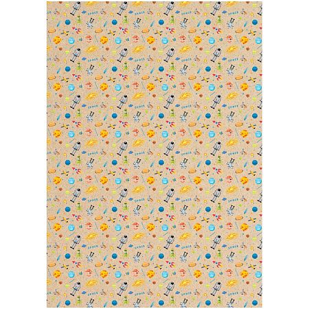 Упаковочная бумага крафт 70*100см, MESHU "Космос", 70г/м2
