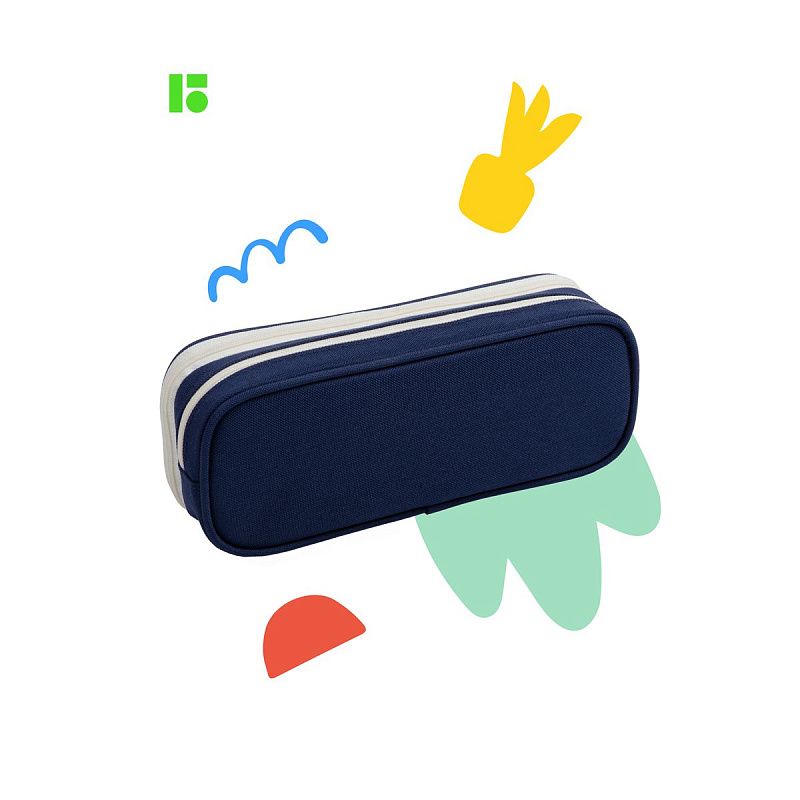 Пенал мягкий 2 отделения, 1 карман, 220*80*50 Berlingo "Classic blue", полиэстер, внутренний органайзер 