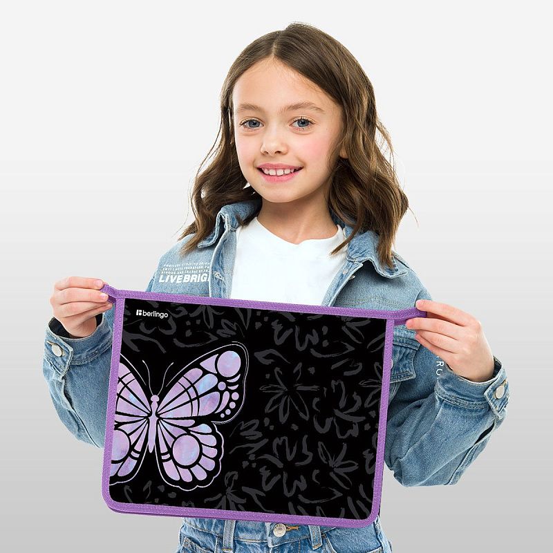 Папка для тетрадей 1 отделение, А4 Berlingo "Butterfly Effect", 340*245*40 мм, пластик, на молнии 