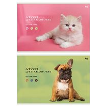 Альбом для рисования 20л., А4, на скрепке BG "Собачка и котик"
