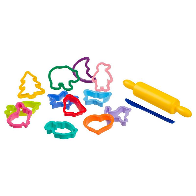 Тесто для лепки Гамма "Малыш", 8 цветов, 480г, формочки, скалка, стек, картоннная упаковка