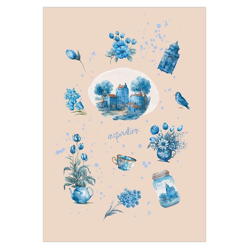 Тетрадь 48л., А4, клетка BG "Васильковое настроение", матовая ламинация