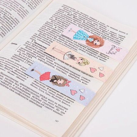Закладки для книг с магнитом FASHION GIRLS, набор 6 шт., блестки, 25x196 мм, ЮНЛАНДИЯ, 113443 