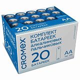 Батарейки алкалиновые "пальчиковые" КОМПЛЕКТ 20 шт., CROMEX Alkaline, АА (LR6,15А), в коробке, 455593