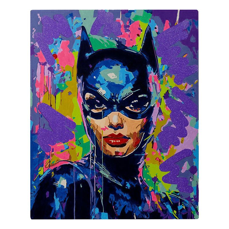 Картина по номерам на холсте с глиттером ТРИ СОВЫ "Женщина-кошка", 40*50, с акриловыми красками и кистями