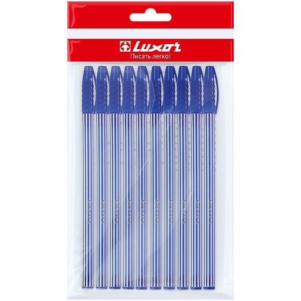 Набор шариковых ручек Luxor "Stripes", 10шт., синие, 0,55мм, пакет, европодвес