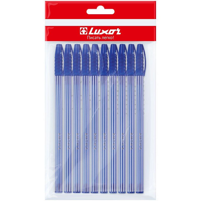 Набор шариковых ручек Luxor "Stripes", 10шт., синие, 0,55мм, пакет, европодвес