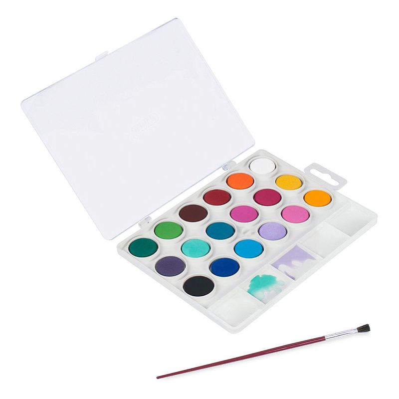 Акварель JOVI, 18 цветов, малые кюветы, с кистью, с палитрой, пластик, европодвес