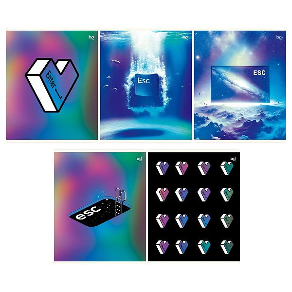 Тетрадь 60л., А5, клетка BG "Клавиша", микро sandy-touch лак