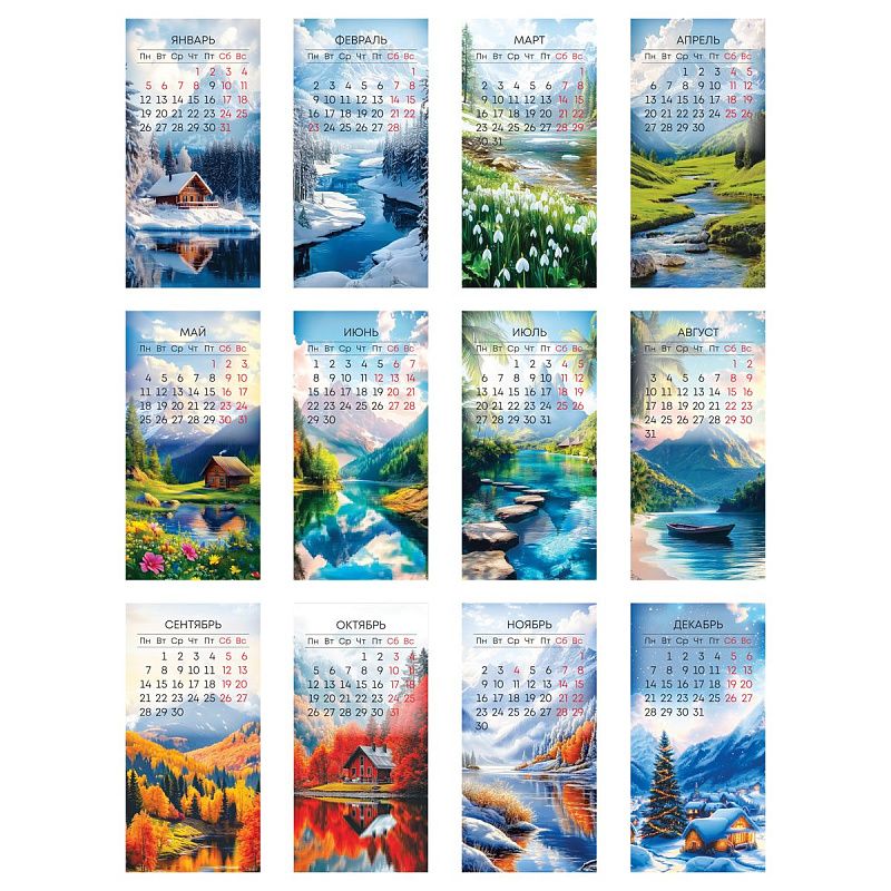 Календарь настенный перекидной на гребне, 170*340 мм 6л. BG "Природа", 2026г.