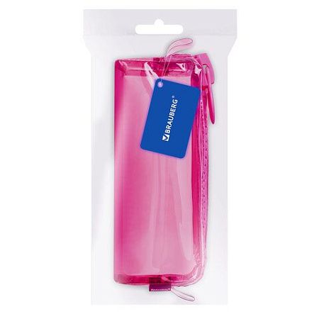 Пенал BRAUBERG с объемной "тракторной" молнией, 1 отделение, ПВХ, 22х8х6,5 см, Ultra pink, 272340 